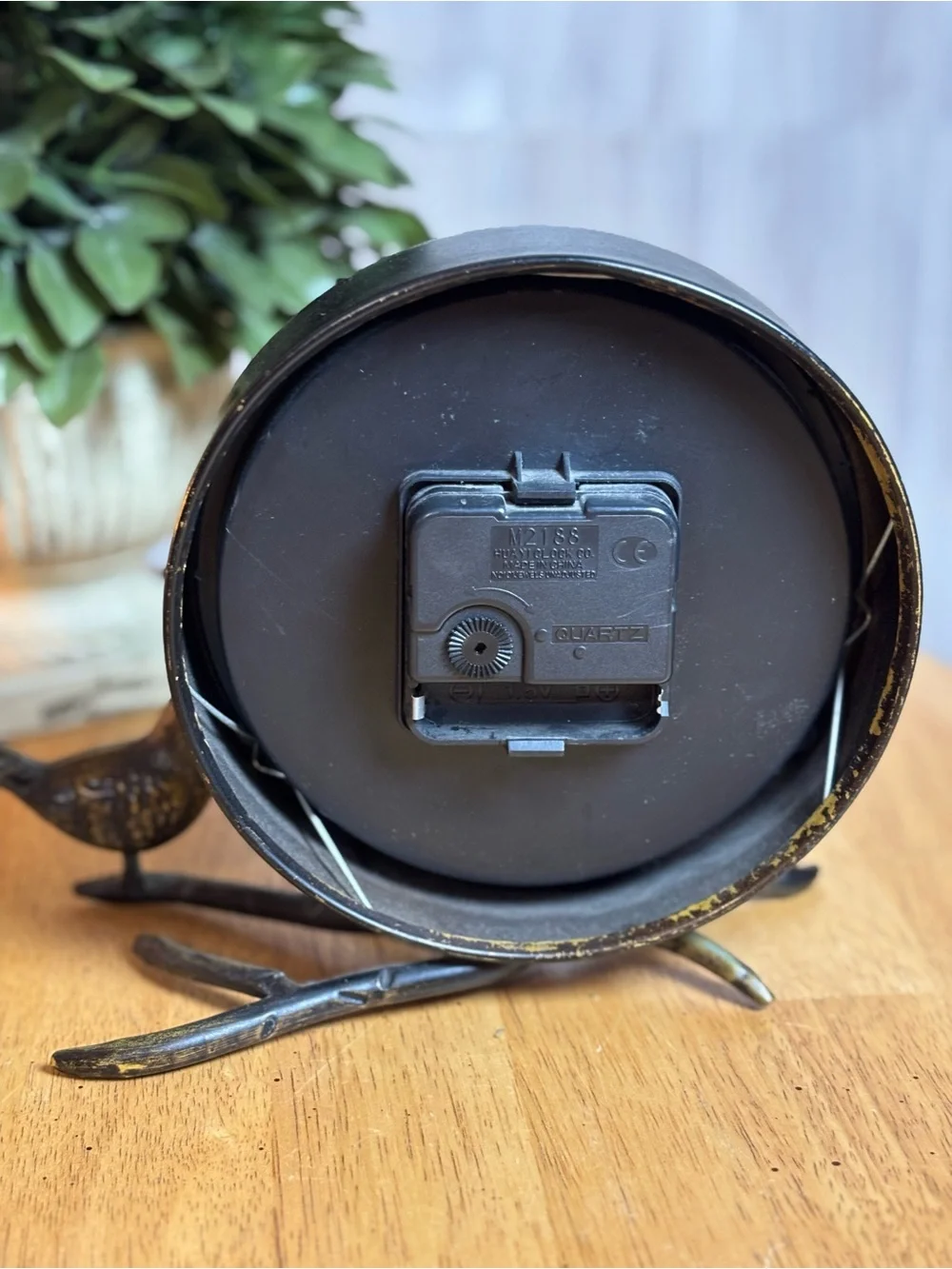 Rustic Bronze Finish Bird on Branch Analog Table Clock Decorative Home Decor